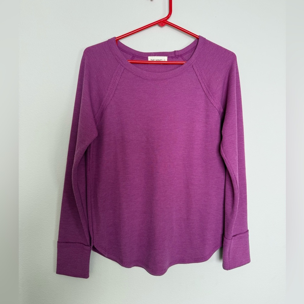Women’s Fuchsia  Long Sleeve Waffle weave Top L